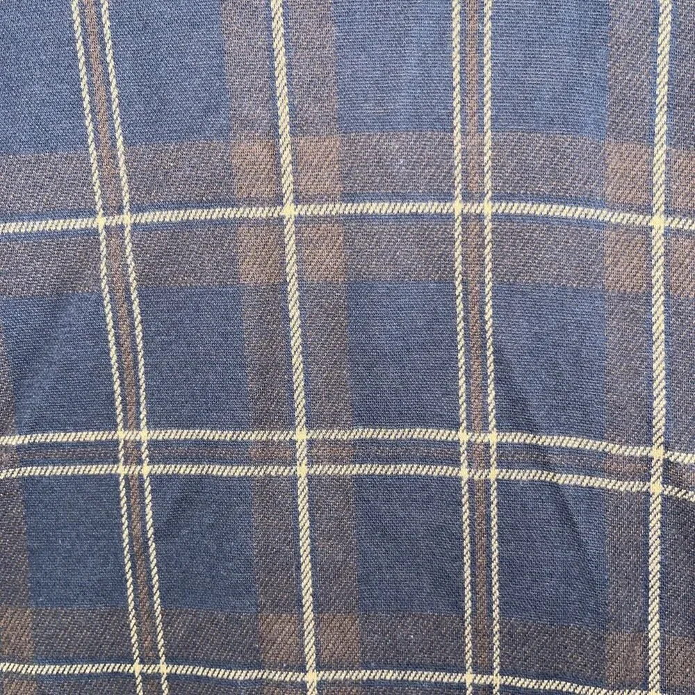 L.L. Bean Men Brown Navy Sz L Long Sleeve Button Up 100% Cotton Stretch‎ Vintage